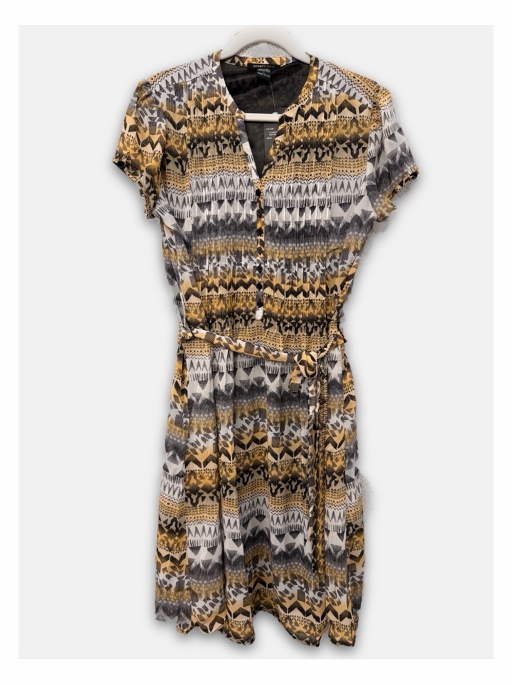 Robert Louis Short-Sleeve Tie-Waist Dress Women's Dress Geometric Boho Button Up